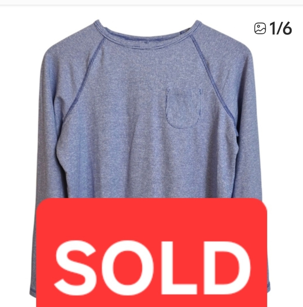 🔴 SOLD🛑 LL Bean Girls Striped Long Sleeve Top with Pocket Size XL 18 Blue